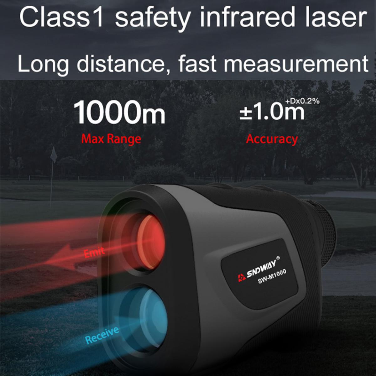 SNDWAY golfavstandsmåler, flaggstanglås med hurtigfokus, støtte 6 ganger forstørrelse, ±1 meter nøyaktighet, 700 meter måleavstand