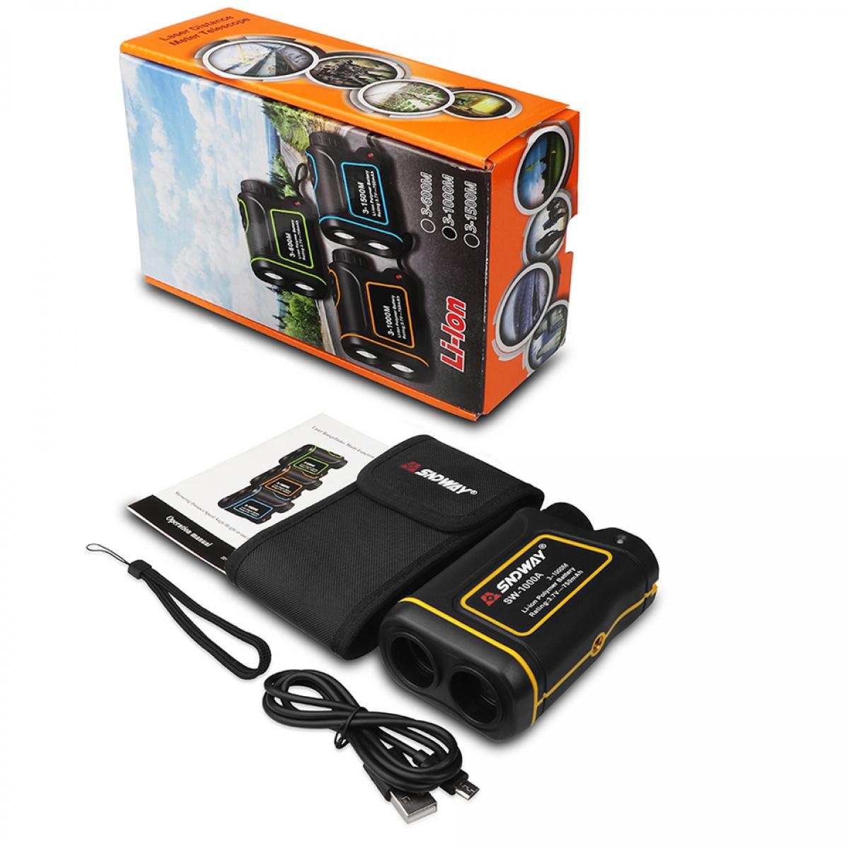 SNDWAY SW-1500A Golf Rangefinder Telescópio Rangefinder Medição de distância Ângulo Medição de altitude Medição de velocidade Suporte Bloqueio de mastro Focagem a olho nu 1500m Distância de medição