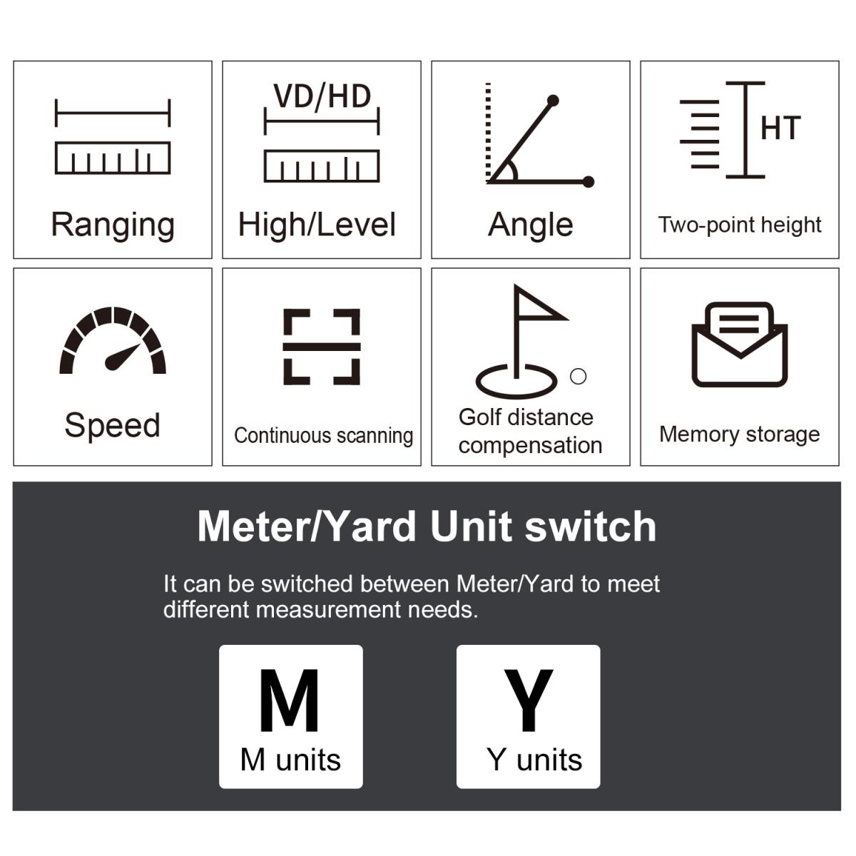 Telêmetro de golfe KM-D600H com inclinação, telêmetro a laser recarregável 6X com cabo de carregamento, trava de bandeira de 600 jardas, ativação/desativação de inclinação, suporte de varredura contínua - telêmetro de golfe legal de torneio 600M