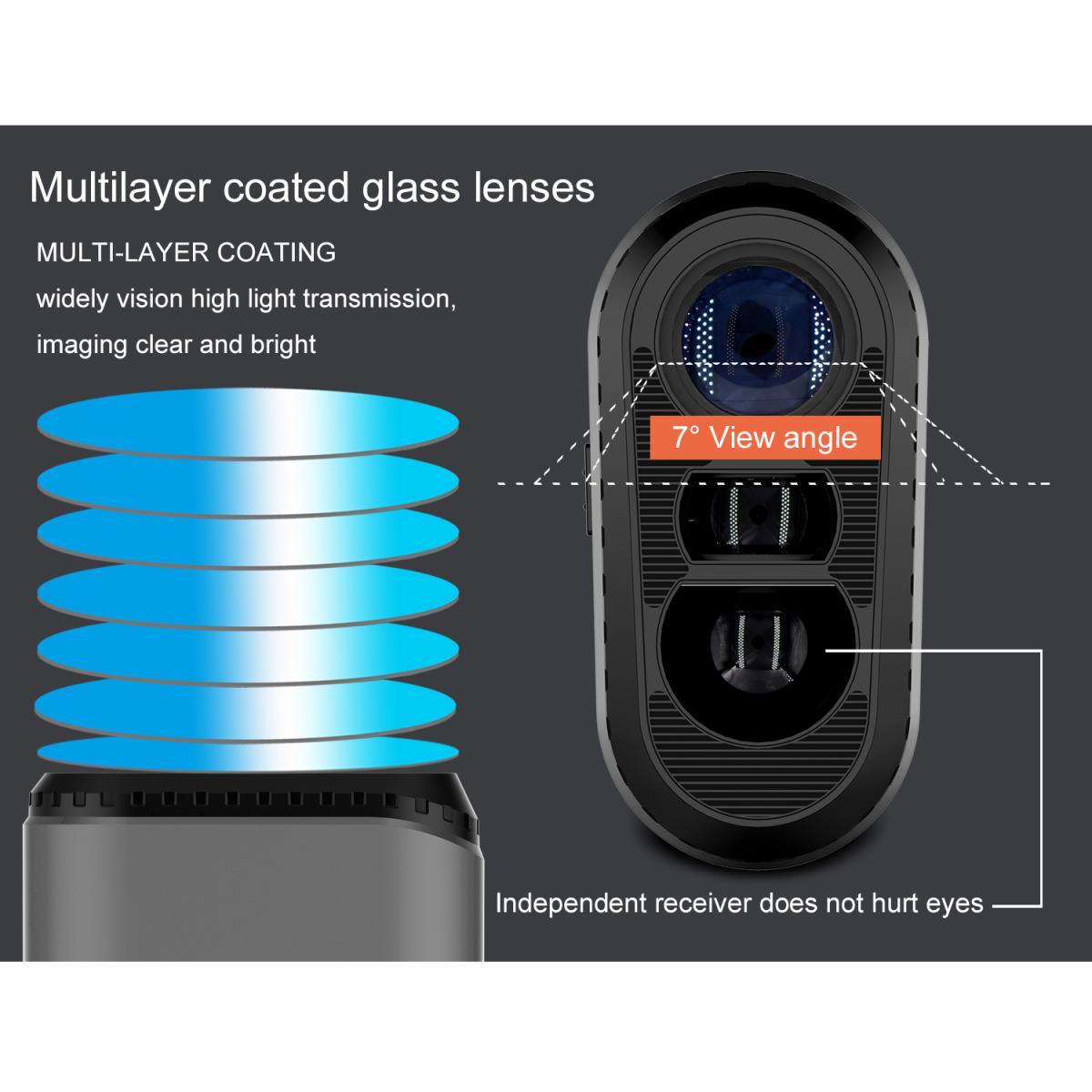 Telêmetro de golfe KM-D600H com inclinação, telêmetro a laser recarregável 6X com cabo de carregamento, trava de bandeira de 600 jardas, ativação/desativação de inclinação, suporte de varredura contínua - telêmetro de golfe legal de torneio 600M