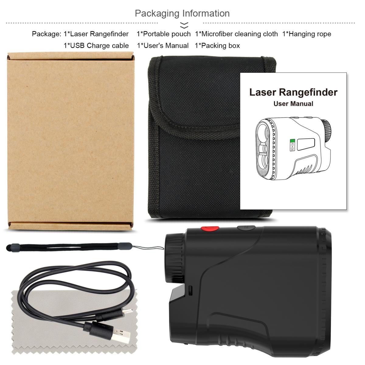 Telêmetro de golfe KM-D600H com inclinação, telêmetro a laser recarregável 6X com cabo de carregamento, trava de bandeira de 600 jardas, ativação/desativação de inclinação, suporte de varredura contínua - telêmetro de golfe legal de torneio 600M