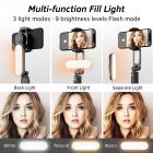 Älypuhelimen gimbal-vakain irrotettavalla täyttövalolla, sisään vedettävällä langattomalla selfie-tikkulla ja -jalustalla, monitoiminen irrotettava kaukosäädin, 360° automaattinen kierto, yhteensopiva iPhone Androidin kanssa