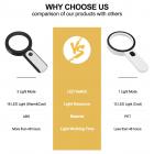 30X håndholdt forstørrelsesglas med 18 LED kolde og varme lys, 3 lystilstande Oplyst forstørrelsesglas, velegnet til ældre læsning, kontrol, mønter, smykker, udforskning