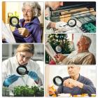 Lente d'ingrandimento con doppia lente rimovibile, lente d'ingrandimento illuminata 6X, 9X, 15X, lente d'ingrandimento tascabile rimovibile con 6 LED dimmerabili, 2 luci LED UV per lettura, anziani, artigianato, hobby