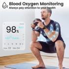 Smartwatch ID206, fitness tracker integrato, con monitoraggio della frequenza cardiaca e dell'ossigeno nel sangue, monitor del sonno, compatibile con iPhone e Android, nero