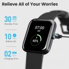 Smartwatch ID206, fitness tracker integrato, con monitoraggio della frequenza cardiaca e dell'ossigeno nel sangue, monitor del sonno, compatibile con iPhone e Android, nero