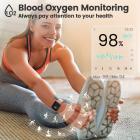 ID206 smart klocka, inbyggd fitnesstracker, med puls- och blodsyremätare, sömnmonitor, kompatibel med iPhone och Android, rosa