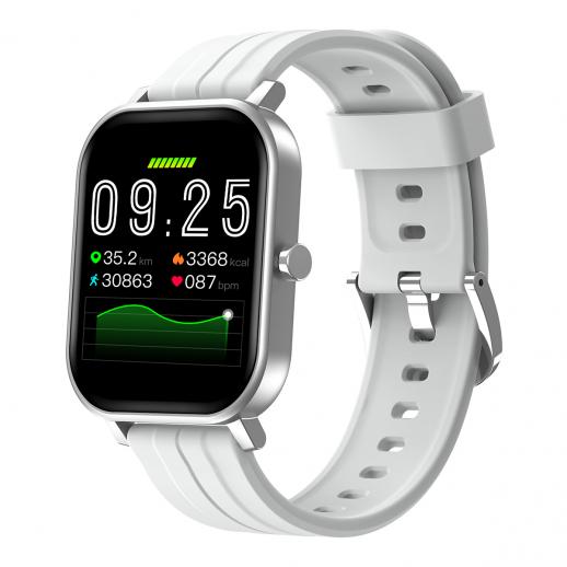 S10 Vierkant scherm Smart Watch Bloed Zuurstof Hartslag Bloeddruk Waterdicht Sport Stappenteller Zilvergrijs