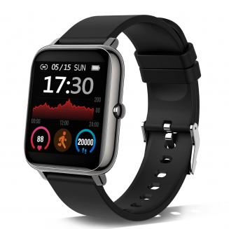 P22 Smart Watch Fitness Tracker for Android-telefon, Fitness Tracker med puls- og søvnmåler, med IP67 vanntett skritteller Aktivitetssporing Svart