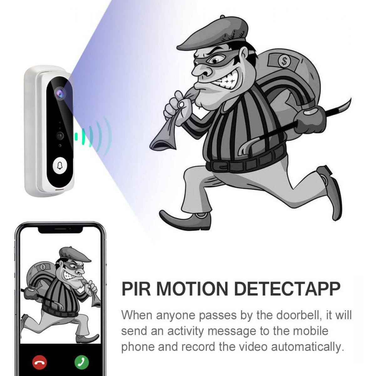 Campainha de vídeo WiFi V20 1080p HD Vídeo Alertas ativados por movimento Áudio bidirecional Visão noturna 32 GB Campainha de porta pré-instalada - Versão europeia