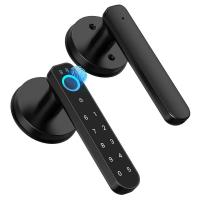 CG002 fingeravtryck dörrlås, intelligent lösenord fingeravtryck igenkännande dörrlås, nyckellös ingångsdörrhandtag med lösenord tangentbord, lämplig för sovrum, familjehotell, kontorslägenheter, svart