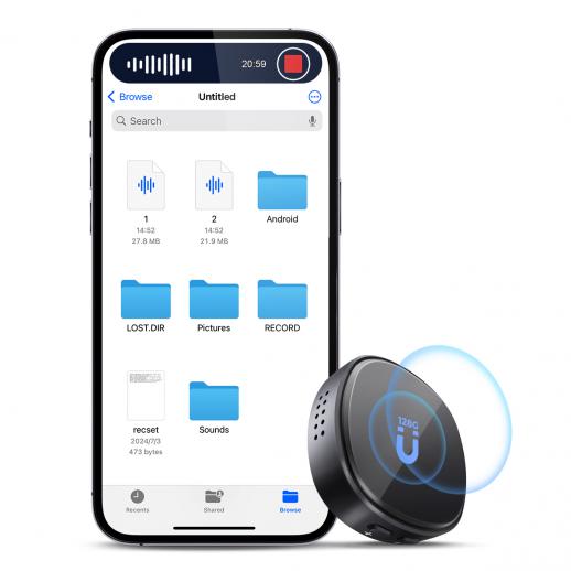 Mini registratore vocale ad attivazione vocale e magnetico 128G 1600 ore di capacità con cancellazione del rumore