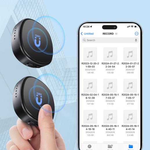 Mini Grabadora de Voz, Activada por Voz y Magnética, 128 GB, 1600 horas de capacidad, cancelación de ruido, 2 paquetes, Kentfaith