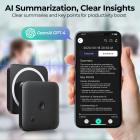 AI-stemmeoptager Stemme-til-tekst og transskription til møder, opkald, interviews, 64G Kentfaith Mini og magnetisk