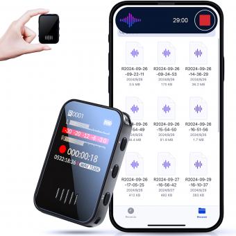 Mini Dyktafon 128GB 1600H Wydajność Nagrywania z Ekranem 1,4", Tryb Aktywacji Głosem Kentfaith