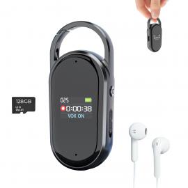 128G Pieni digitaalinen nauhuri, jossa on erittäin pitkä 1536H nauhoitus, ääniohjaus ja DSP-kohinanvaimennus, sopii kokouksiin/luentoihin/luokkahuoneoppimiseen, Avainketju kannettava lahja, Kentfaith