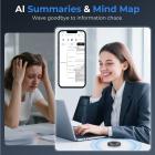 Registratore vocale AI, dispositivo di registrazione con controllo tramite app, supporta trascrizione IA, riepilogo e mappe mentali in 134 lingue, 64 GB, cancellazione del rumore IA per lezioni, riunioni, chiamate, interviste – Kentfaith