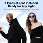 Óculos Inteligentes com Câmera, Câmera Sony 8MP para POVs 1080P, Fotos 13MP, Estabilização EIS, Transferência WiFi, Armazenamento de 32GB, Autonomia de 10H, Kentfaith