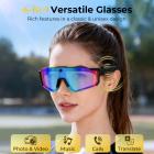 Óculos de Sol com Gravação em Vídeos 1200P 30FPS, Fotos 36MP, Estabilização de Imagem de 6 Eixos, Proteção UV 400, Áudio Open-ear, para Ciclismo, Caminhadas, Pesca, Kentfaith