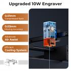 Máquina de grabado láser de metal asistida por aire de 10w 0,01 mm de punto de luz 600 mm / min de velocidad