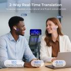 Fones de Ouvido Tradutor em Tempo Real, Bidirecional, 132 Idiomas/Sotaques, Tradução de Chamadas de Voz/Vídeo, Assistente de Notas com IA, Tela LCD Touchscreen Kentfaith