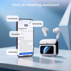 Fones de Ouvido Tradutor em Tempo Real, Bidirecional, 132 Idiomas/Sotaques, Tradução de Chamadas de Voz/Vídeo, Assistente de Notas com IA, Tela LCD Touchscreen Kentfaith