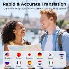 Fones de Ouvido Tradutor em Tempo Real, 132 Idiomas/Sotaques, Tradução de Chamadas de Voz/Vídeo, Assistente de Notas com IA, Tela LCD Touchscreen Kentfaith