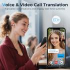 Realtidshörlurar med översättning för 150 språk, offlineöversättning, video- och röstsamtalsöversättning, 40 timmars batteritid, klämdesign, Kentfaith