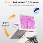 Microscopio Composto con Schermo 7" per Studenti e Scuole, Ingrandimento 80X-1600X, Connessione WiFi/USB, Batteria Ricaricabile