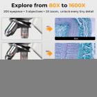 Microscopio Composto con Schermo 7" per Studenti e Scuole, Ingrandimento 80X-1600X, Connessione WiFi/USB, Batteria Ricaricabile
