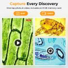 Microscopio Composto con Schermo 7" per Studenti e Scuole, Ingrandimento 80X-1600X, Connessione WiFi/USB, Batteria Ricaricabile