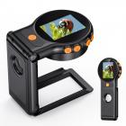 Handhållen mikroskop, 500X förstoring, 1080P-videor, 2-tums skärm, autofokus, uppladdningsbar, Kentfaith