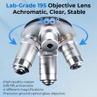 Sammansatt mikroskop med 7-tums skärm, 40X-5000X förstoring, 195 objektiv, mekanisk bänk, WF10x och WF25x okular, Abbe-kondensor, för laboratorium, biologi, utbildning