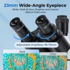 Sammansatt mikroskop med 7-tums skärm, 40X-5000X förstoring, 195 objektiv, mekanisk bänk, WF10x och WF25x okular, Abbe-kondensor, för laboratorium, biologi, utbildning