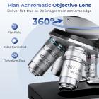 Microscopio compuesto con cámara 4K, aumento 40X-2500X, conexión a PC, sistema óptico planar, platina mecánica, Kentfaith