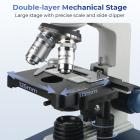 Microscopio compuesto con pantalla inteligente de 11.6 pulgadas, aumento de 40X-2500X, conexión a PC, sistema óptico planar, platina mecánica, Kentfaith