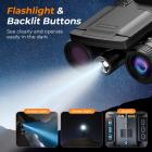 Gafas de visión nocturna con video 4K y fotos de 48 MP, IR de 600 m, visión nocturna a color Starlight, doble pantalla, linterna y botones retroiluminados – Kentfaith