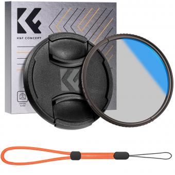 K&F Concept Zirkularpolarisationsfilter 46mm Zirkularer Polfilter Polarisationsfilter CPL Filter Cirkular mit Objektivdeckel, 18 Mehrschichtbeschichtungen, Polarisationsfilter Objektivdeckel-Halteband für Kameraobjektive, Nano-Klear-Serie