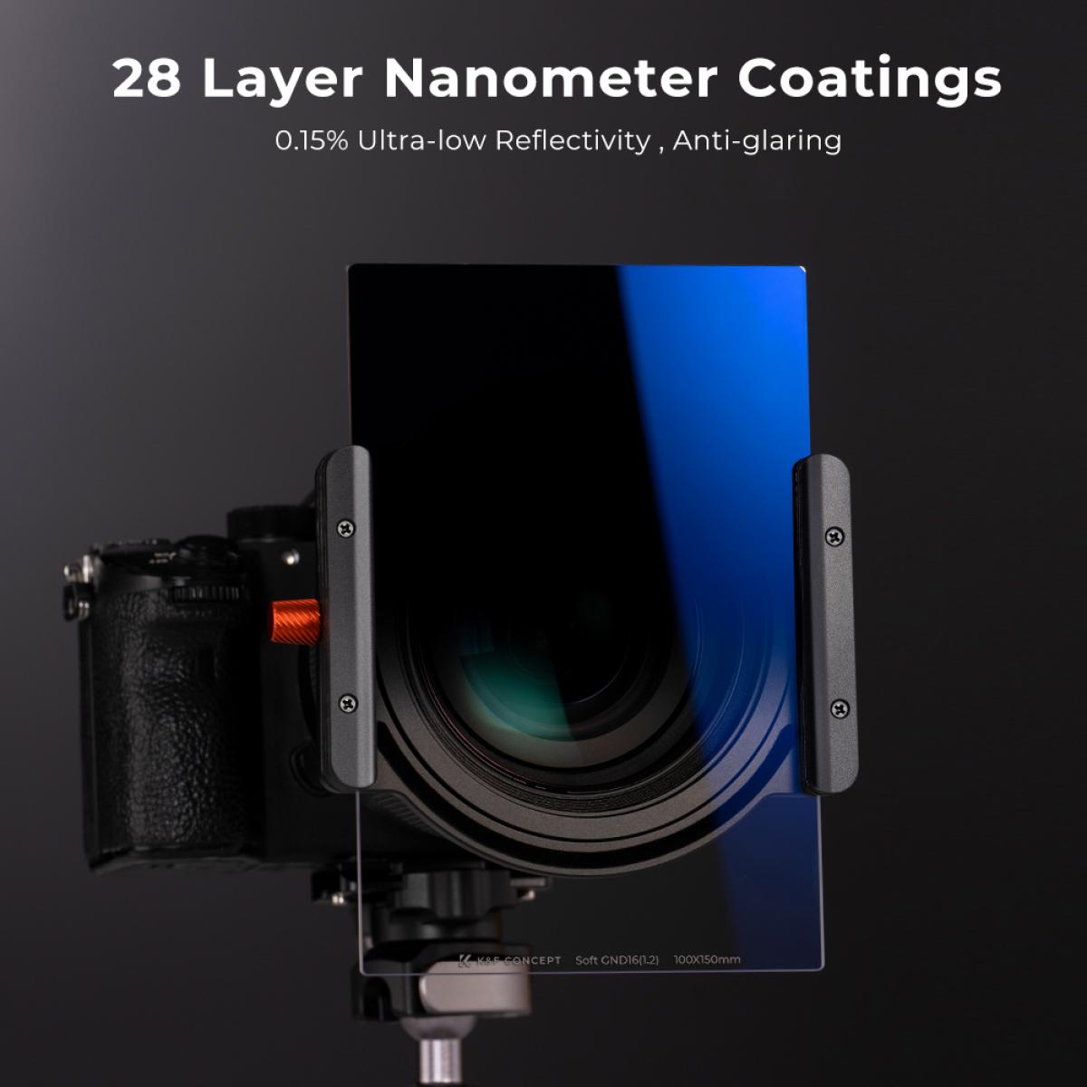 K&F Concept SJ516 GND16 100 * 150 * 2,0 mm blødt 4 f-stop gradueret neutral densitetsfilter