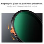 Filtre ND Variable ND2-400 (1-9 stops) 77mm, Filtre Variable Densité Neutre, 28 Couches de Nano-revêtement - Série Nano-Xcel