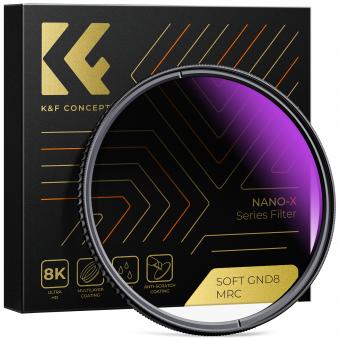 K&F Concept 67mm, Nano-X, optisk glass myk gradient GND8, ultraklar, belagt med vanntett, ripebestandig og lysreduserende blå film