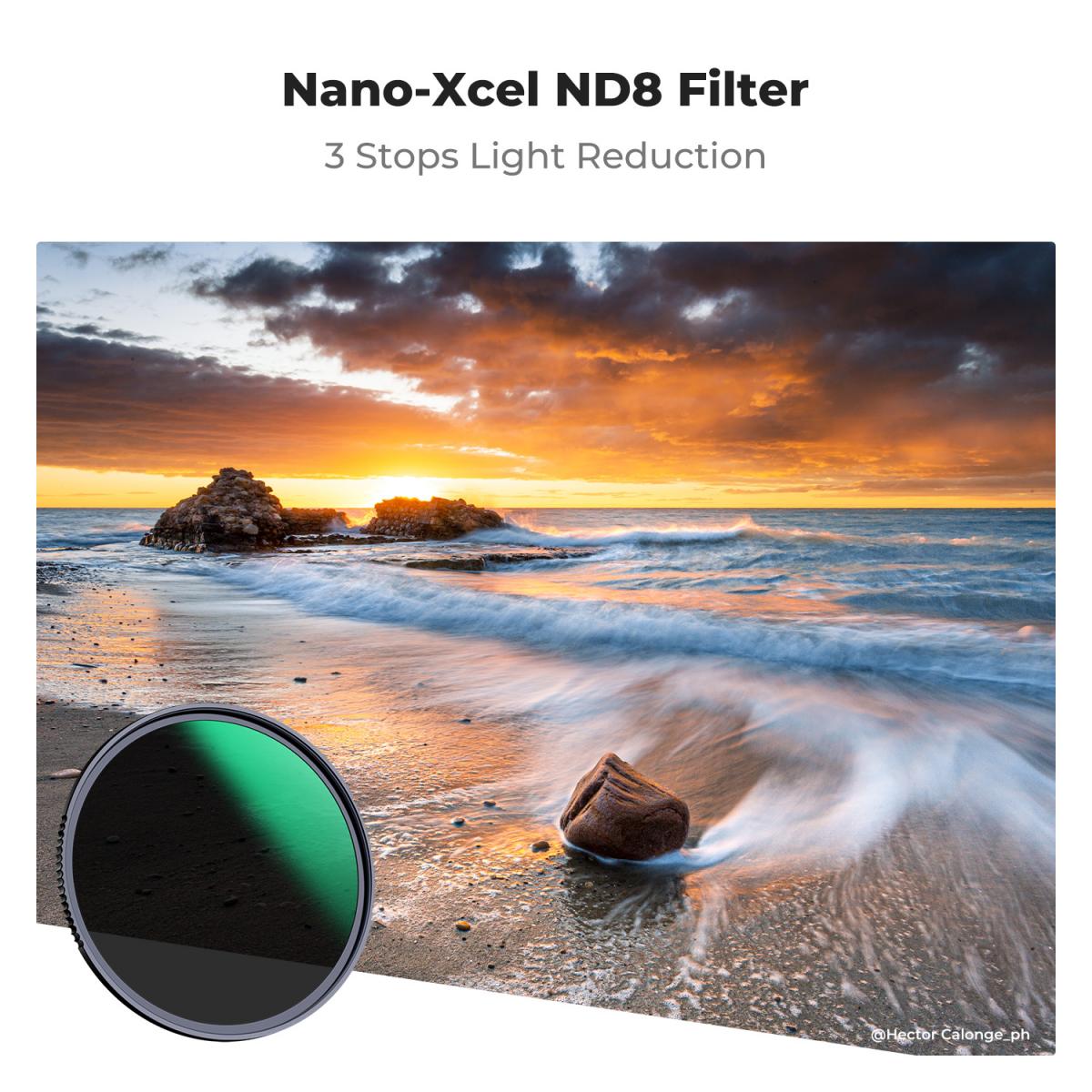 58mm ND8 (3 Steg) ND-Objektivfilter HD-Filter Med Fast Neutraldensitet, Ultratunn Ram Importerat Optiskt Glas Nano-Xcel-Serie för Kameraobjektiv