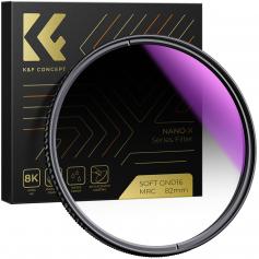 52mm HD Soft GND8 Lens Filter, 3 Stop (0.9) Soft Graduated Neutral Density Filter with 28 Multi-Layer Coatings Waterproof/Scratch Resistant/Anti-reflectivity for Camera Lens