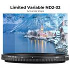 مرشح ND2-32 متغير 72 مم مع غطاء ، طقم مرشح ND ذو كثافة محايدة قابل للتعديل