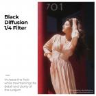 100x100mm quadrado preto difusor 1/4 filtro de efeito 28 revestimentos multicamadas filtro de efeito cinematográfico de sonho