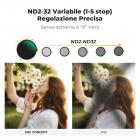 Filtro ND Variabile Black Mist 1/4 + ND2-32 (1-5 stop) 55mm con pellicola verde antiriflesso a 28 Strati Rivestimento su entrambi i lati e leva,Nano-Xcel