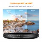 43mm Filtro Variabile ND3-1000 (1.5-10 stops) Ultrasottili HD con 24 Strati Rivestimento Nano in Vetro Ottico,Nano-Dazzle