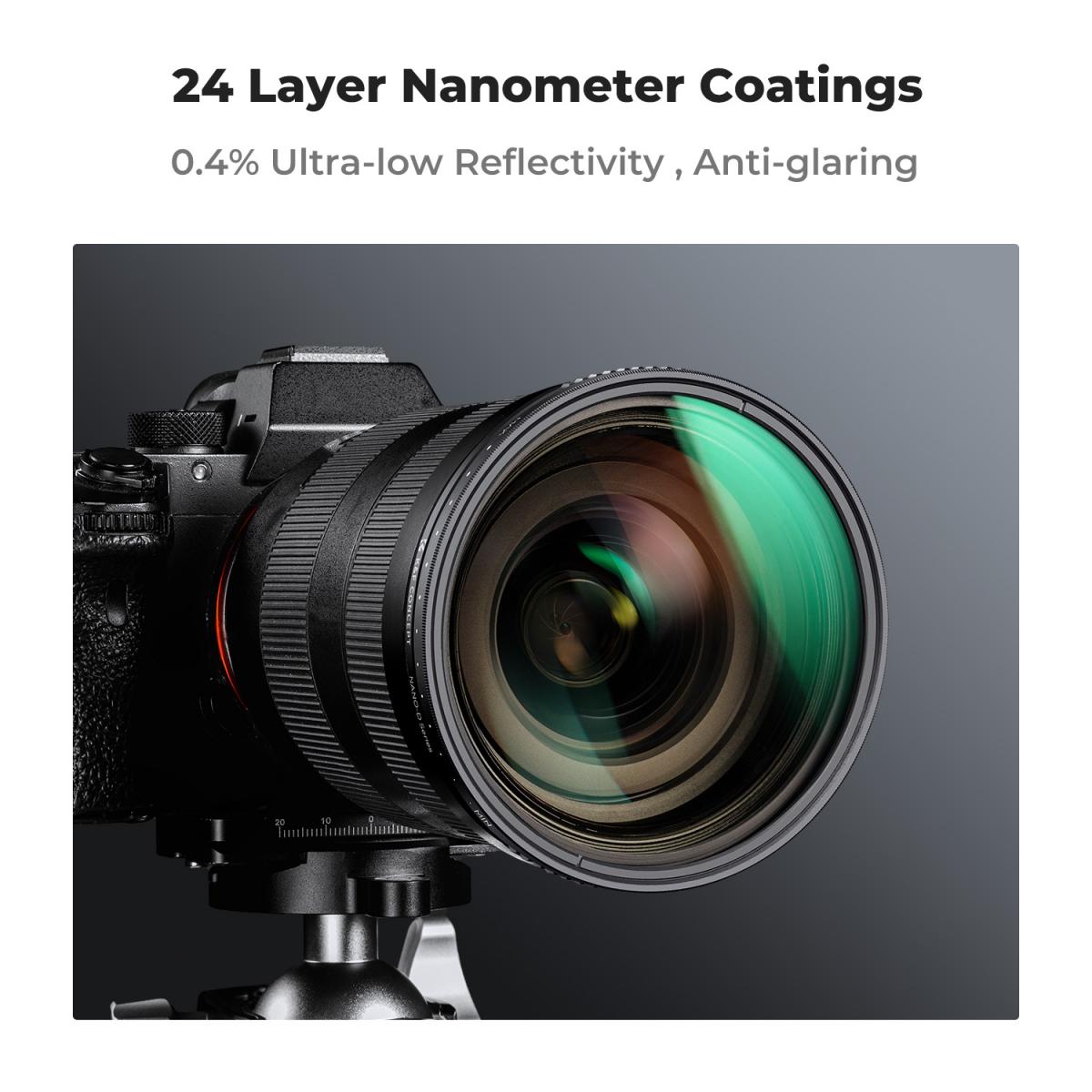 58-мм регулируемый ND-фильтр ND3-ND1000 (1,5–10 ступеней) с 24 многослойными покрытиями