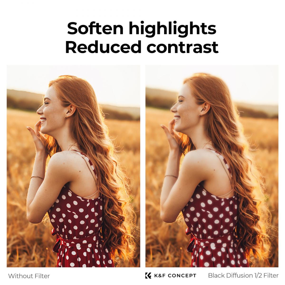 100x100mm Square Black Diffuison 1/2 effektfilter 28 flerlagsbelegg Dream Cinematic Effect Filter