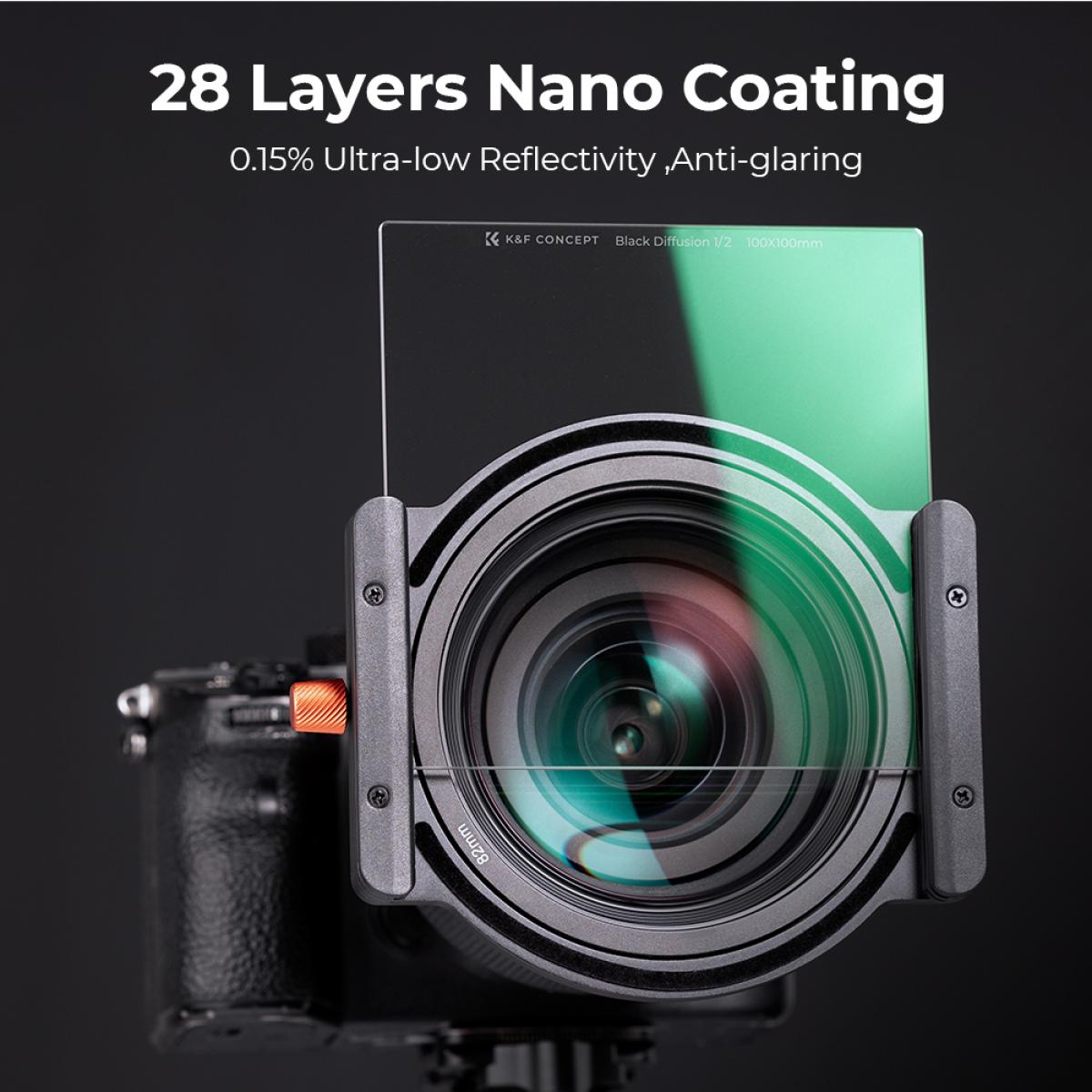 100x100mm Square Black Diffuison 1/2 effektfilter 28 flerlagsbelegg Dream Cinematic Effect Filter